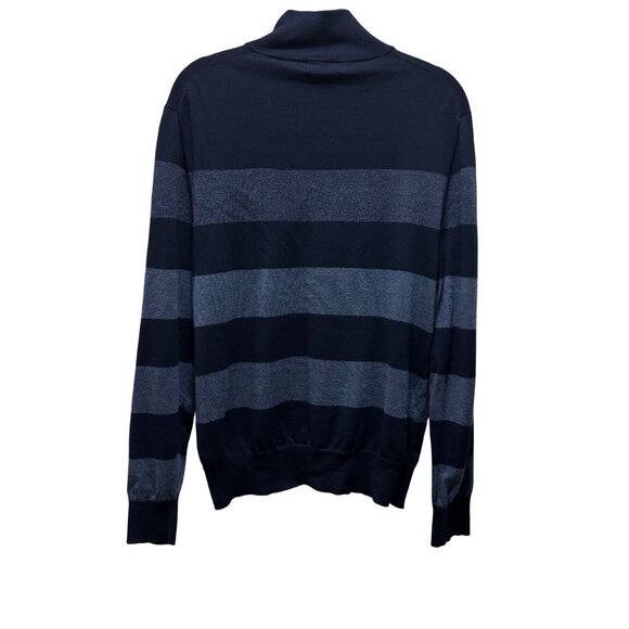 Brooks Brothers Men's Extra Fine Merino Wool Navy Striped Sweater Size L - Picture 2 of 8